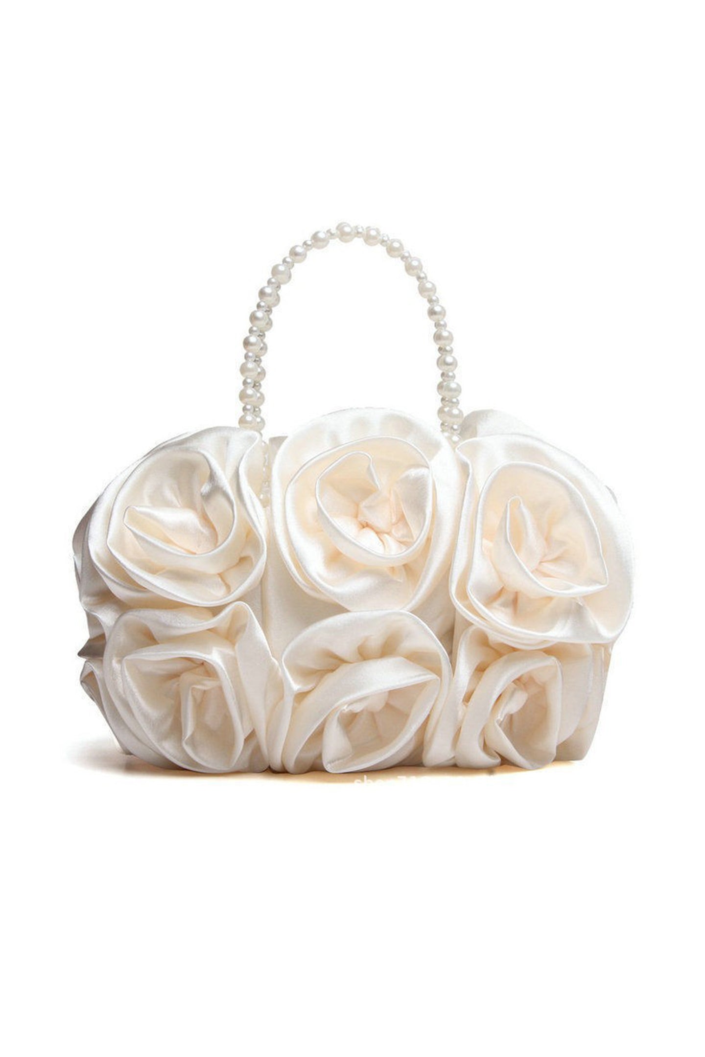 Satin Rosettes Pearl Handbag