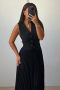 Madeline Rosette Pleated Skirt Set