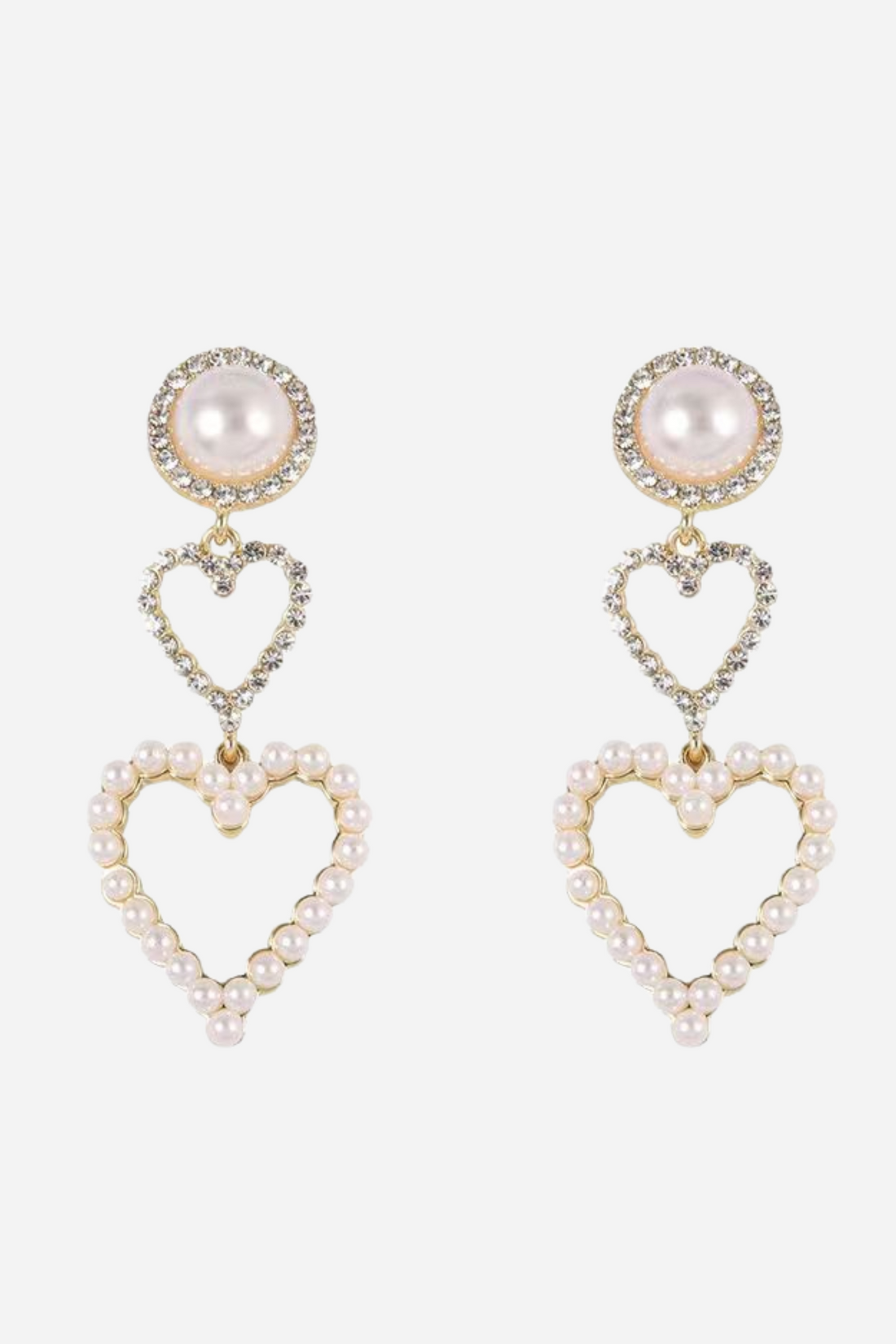 Pearl Looped Heart Earrings
