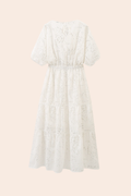 Embroidery Lace Cutout Midi Dress