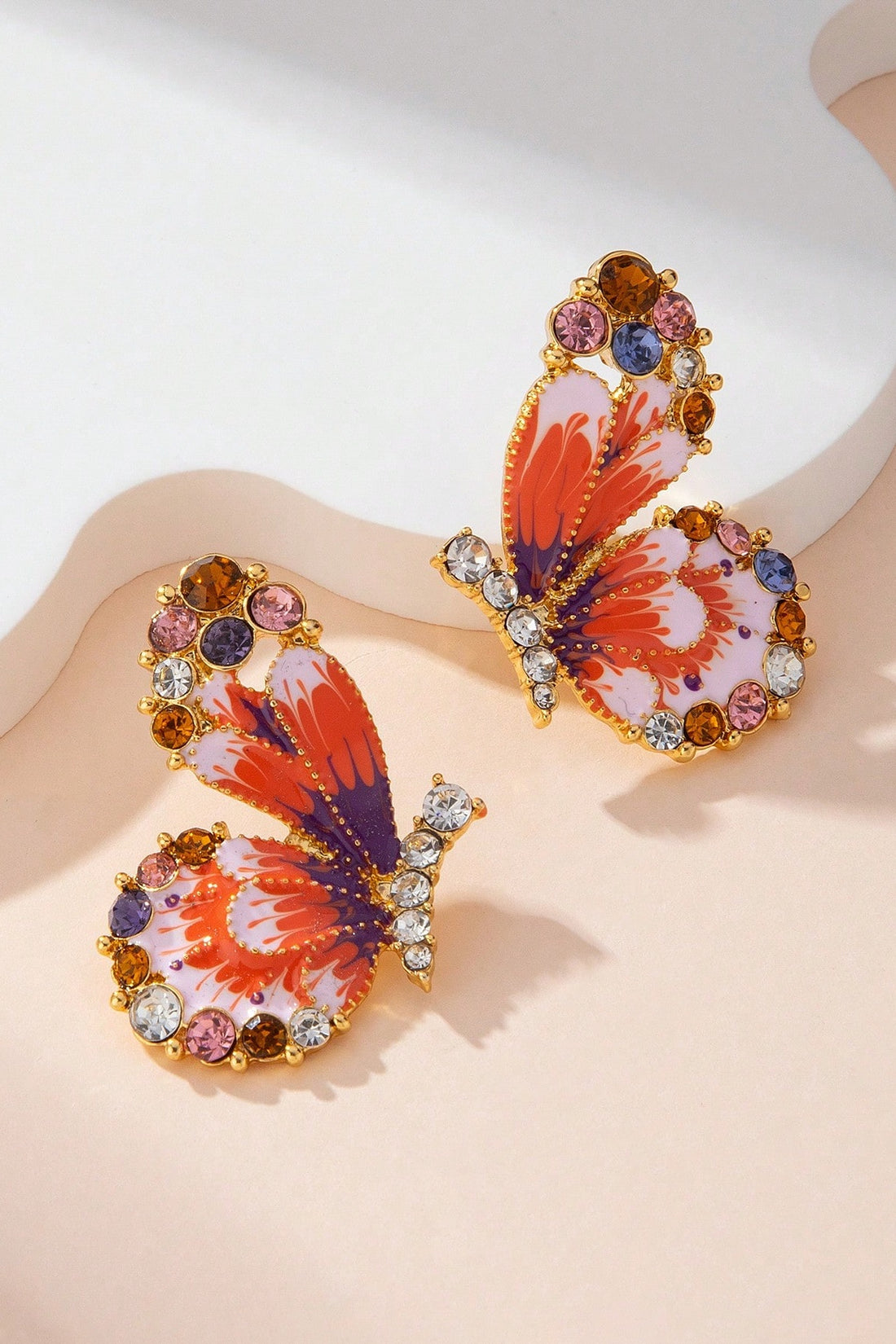Vintage Enamel Butterfly Stud Earrings