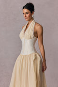 Vivien Halterneck Tulle Overlay Maxi Dress