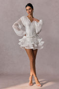 Quintina Floral Applique V-neck Mini Dress