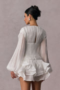 Quintina Floral Applique V-neck Mini Dress