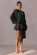 Beryl Pleated Ruffle Hem Mini Dress