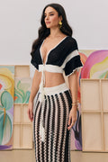 Sibyl Hollow Out Stripe Knit Set