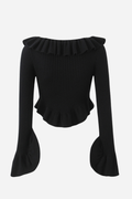 Long Sleeve Ruffle Knit Cardigan