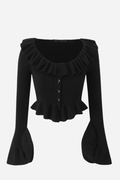 Long Sleeve Ruffle Knit Cardigan