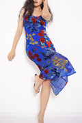 Julie Floral Velvet Burnout Backless Midi Dress