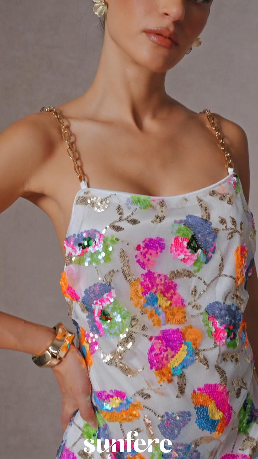 Fanny Embroidered Sequins Backless Mini Dress