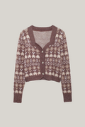 Sweetheart Pattern Contrast Cardigan