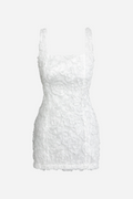 Doris Floral Applique Lace-up Mini Dress