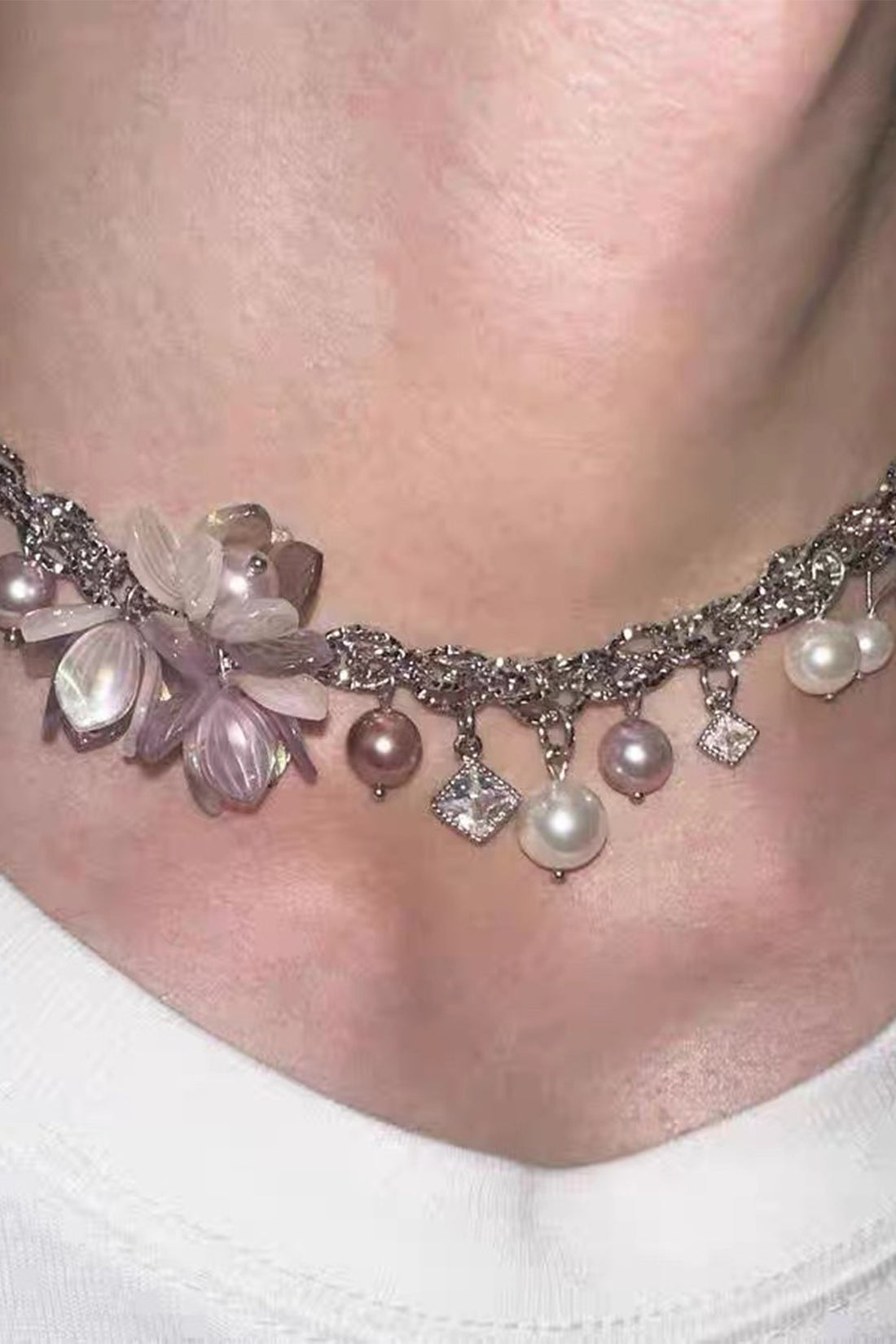 Irregular Flower Pearl Necklace