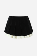 Colorblock Velvet Pleated Mini Skort