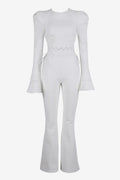 Victoria Hollow Out Flare Pants Set