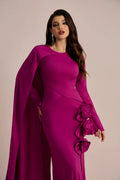 Anastasia Floral Cape Maxi Slit Dress