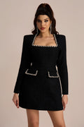 Camilla Square Neck Tweed Mini Dress