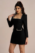 Camilla Square Neck Tweed Mini Dress