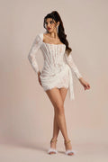 Valentina Long Sleeve Corset Mini Lace Dress