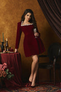 Veromca Embellished Velvet Mini Dress