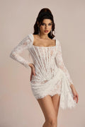 Valentina Long Sleeve Corset Mini Lace Dress