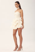 Janice Strapless Ruffle Mini Chiffon Dress