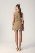 Renee Sequins Bow Tweed Mini Dress