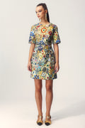 Sabina Rhinestone Embellished Short Sleeve Mini Dress