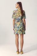 Sabina Rhinestone Embellished Short Sleeve Mini Dress