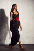 Elva Floral Applique Sequin Maxi Dress