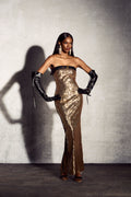 Thera Sequin Strapless Maxi Dress