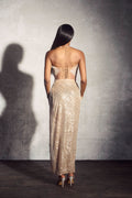 Odelia Sequin Embroidery Strapless Maxi Dress