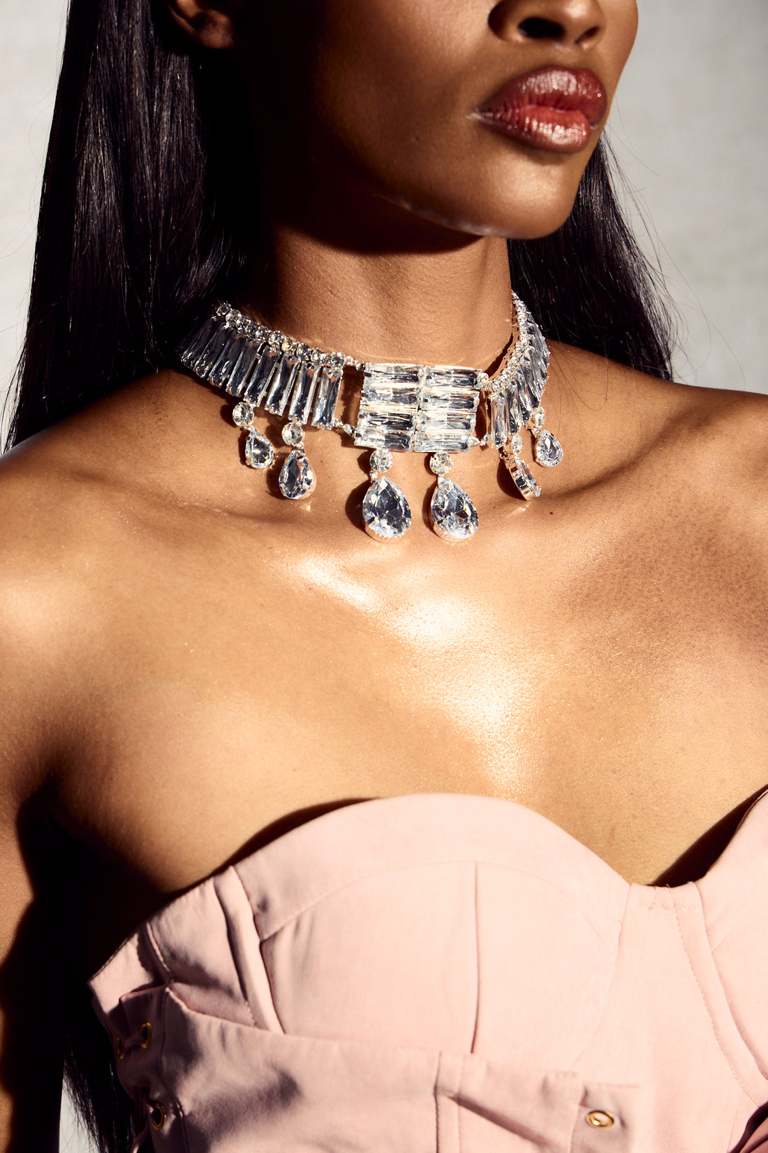Multi Layer Geometric Crystal Necklace