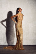 Kimberley Sleeveless Beaded Fringe Maxi Dress