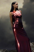 Joanna Metallic Mesh Inset Maxi Dress