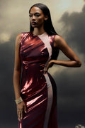 Joanna Metallic Mesh Inset Maxi Dress