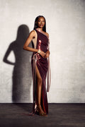 Rebecca Asymmetric Long Sleeve Maxi Dress