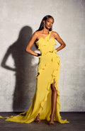 Gloria One Shoulder Ruffle Maxi Chiffon Dress