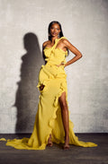 Gloria One Shoulder Ruffle Maxi Chiffon Dress