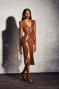 Kimberley V-Neck Metallic Midi Dress