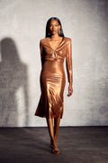 Kimberley V-Neck Metallic Midi Dress
