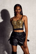 Teresa Mirror Pearls Bustier Top