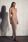 Paula Asymmetric Rhinestone Maxi Dress