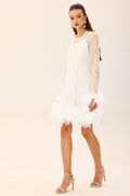 Patricia Feather Long Sleeves Mini Lace Dress