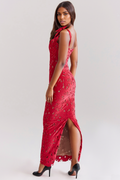 Veronica Bow Strap Embroidered Lace Maxi Dress