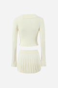 Bowknot Ribbed Three-piece Knitted Set