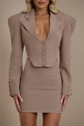 Victoria Deep V-neck Blazer & Mini Skirt Set