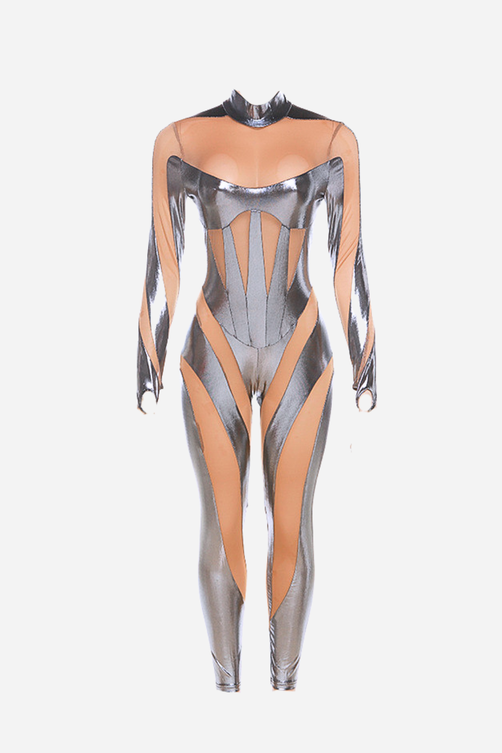 Cut-out Metallic Bodysuit