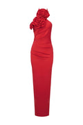 Moira Halter Floral Applique Maxi Dress