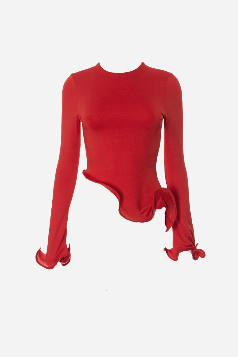 Crew neck Asymmetric Curl Top